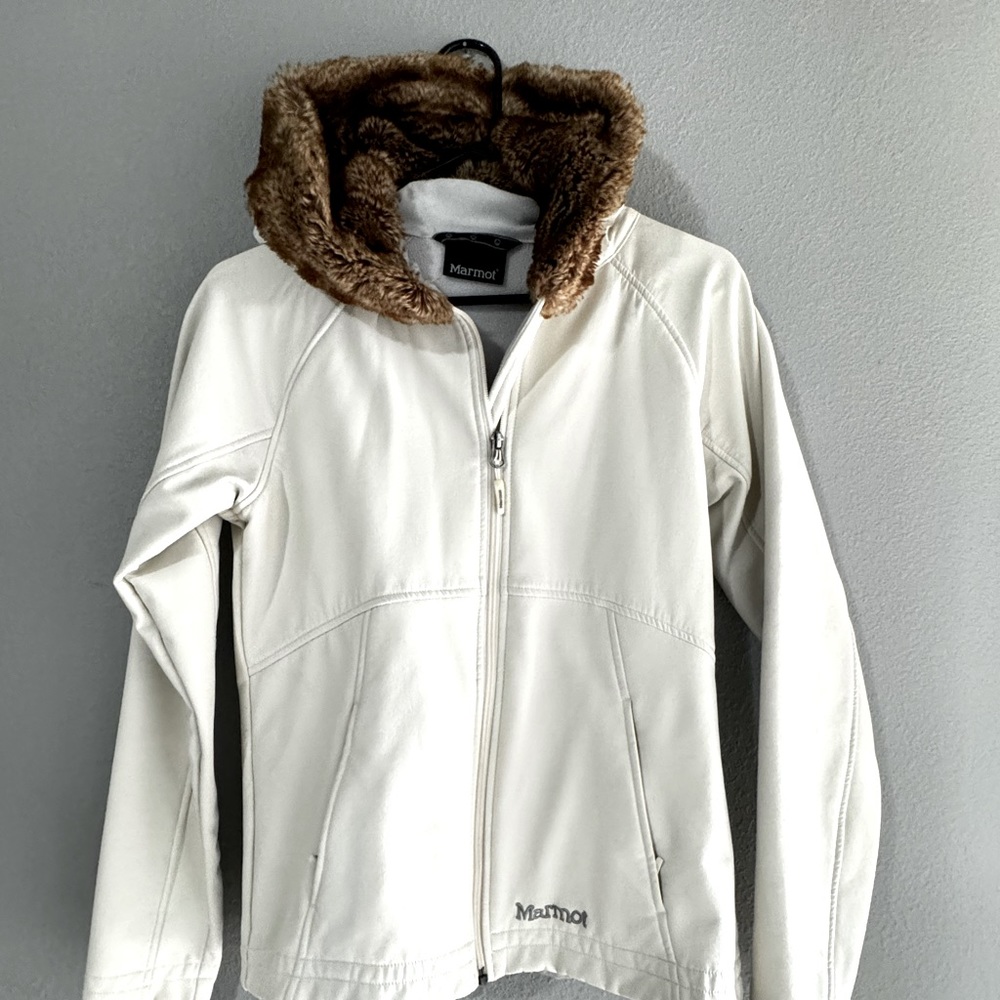 White water proof warm jacket with furry hood